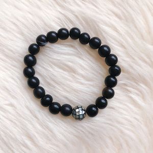 Wood and Mother of Pearl Stretch Bracelet